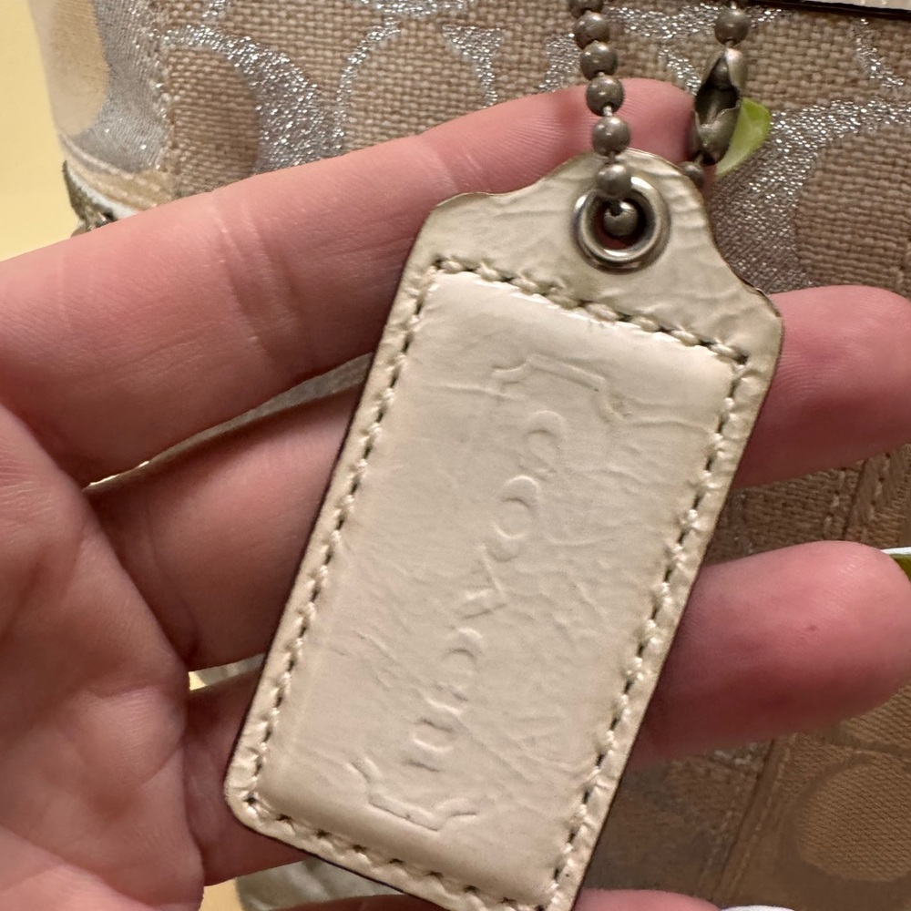 Coach Elegant Silver and Cream patchwork Tote Bag - image 2